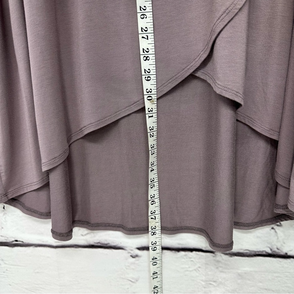 LOGO Maxi Skirt Sz L Asymmetrical Plum Stretch Waistband Tulip Hem Modal knit - Picture 8 of 12